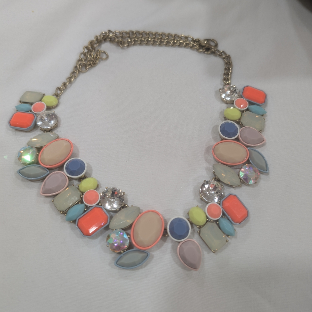 J. Crew Pink and Orange Necklace with Bold Pendants